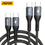 Cablu USB-C la USB-C, 60W Fast Charging, Nylon Împletit, 1m - ASPOR AC55